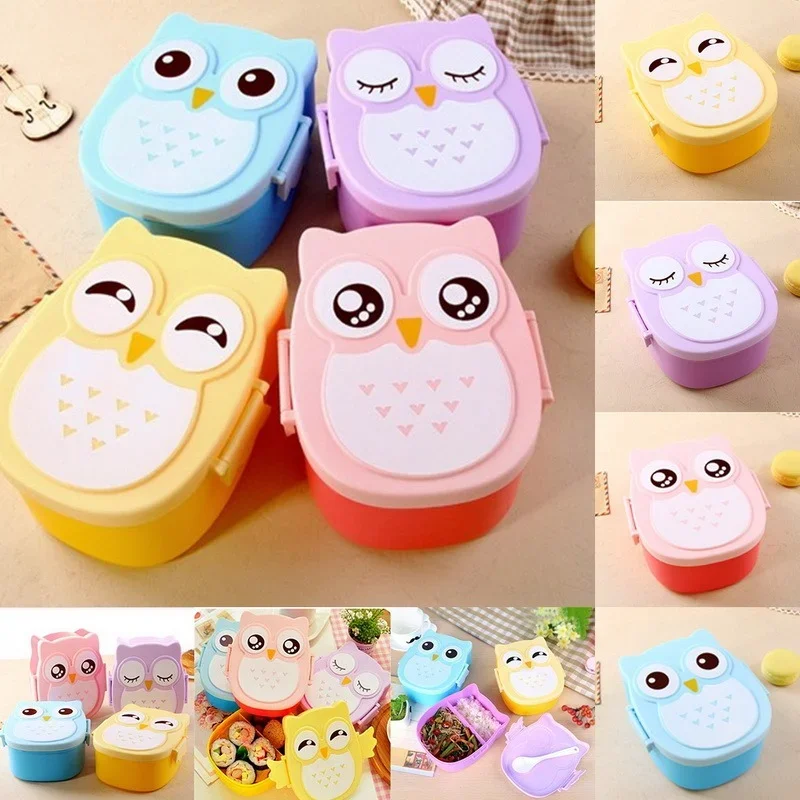 Cartoon Owl Lunch Bags Portable Japanese Bento Meal Boxes Lunch Box Storage for children complete kit School Outdoor Thermos Box