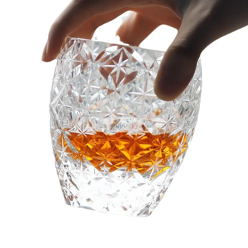 K9 Waist Drum Star Seven Treasures Gypsy Star Japanese Edo Cut Hand Carved Whiskey Crystal Glass Wine Glass
