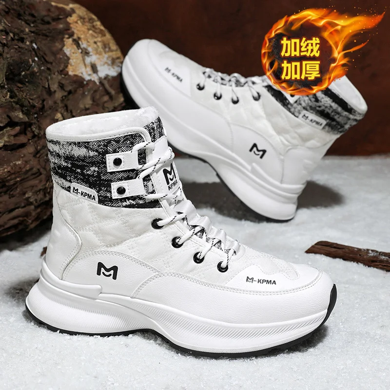 

Snow boots, men's thick-soled boots, anti-slip men's winter shoes, warm ankle boots, men's wedge heel waterproof high boots