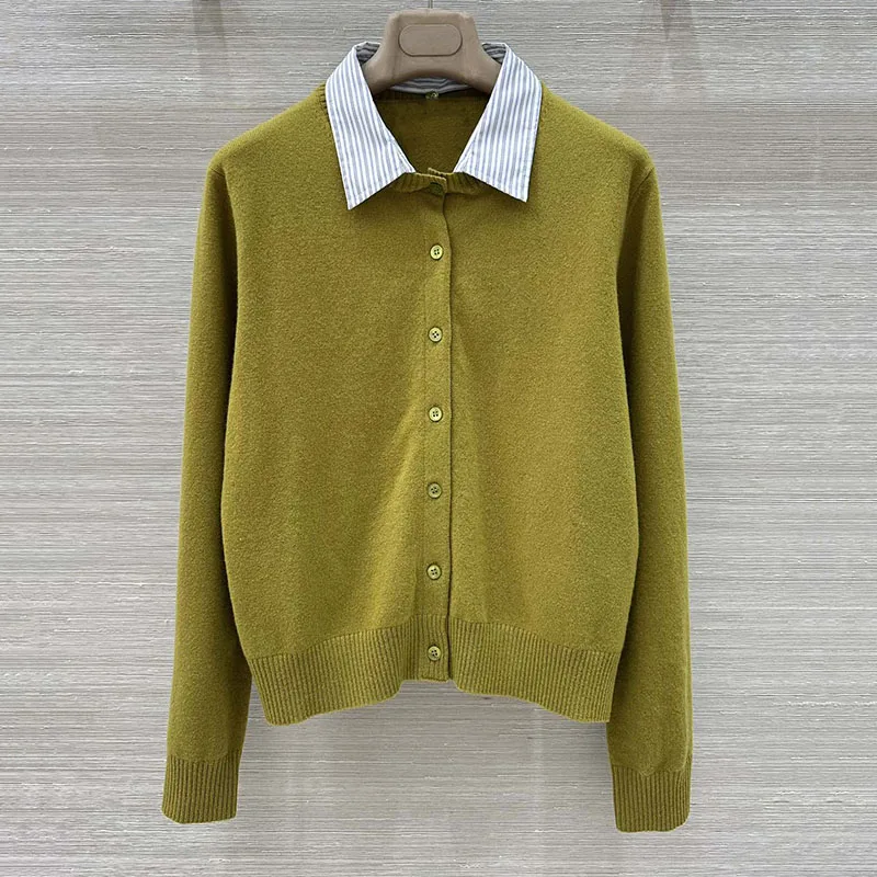 

Высококачественный осенний кардиган, трикотаж для женщин, свитер, повседневная модная вышивка букв, съемный воротник, шерстяная женская одежда