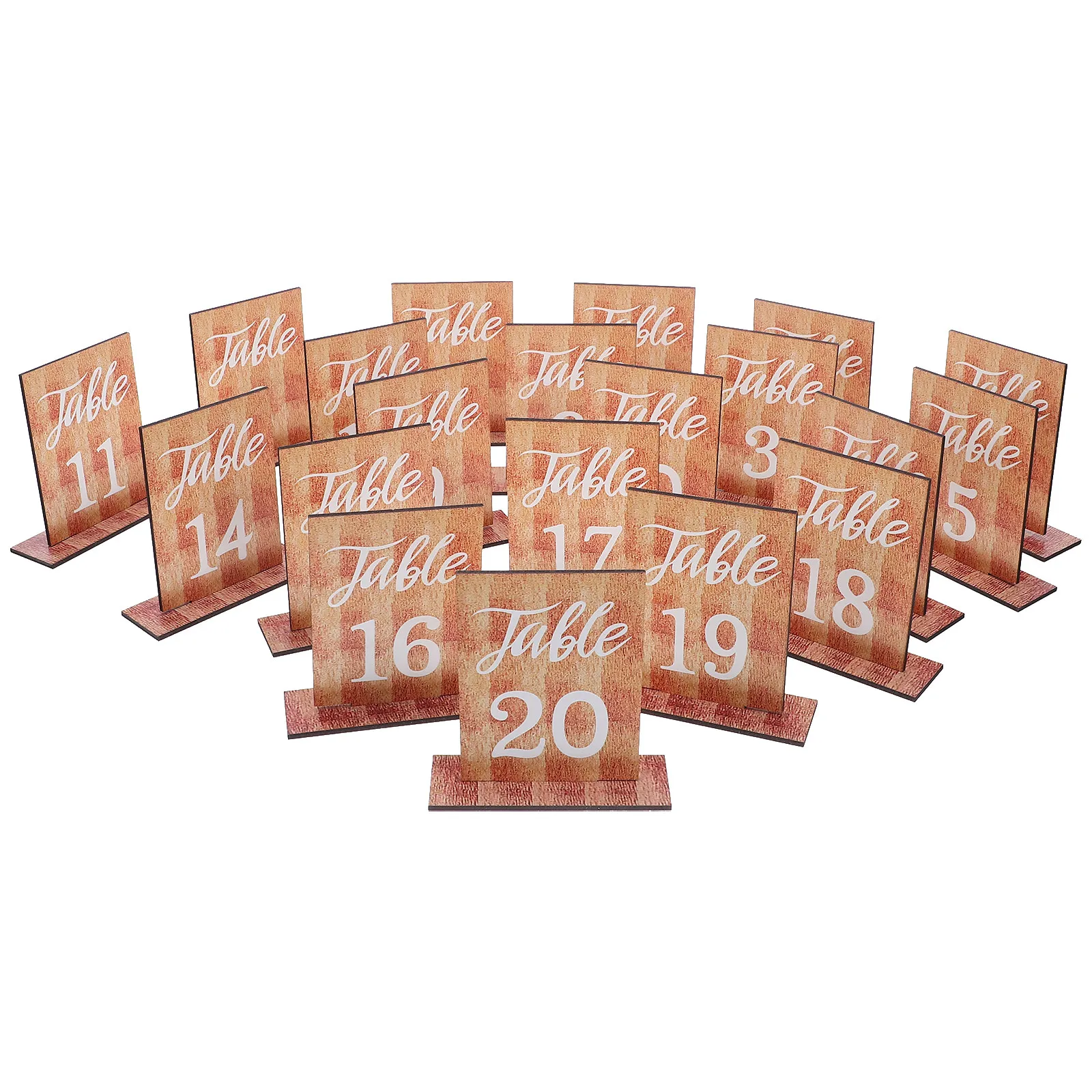 20Pcs Wood Table Number Signs Natural Finish Elegant Rustic Design Self Stand Table Seating Markers for Wedding Party Banquet