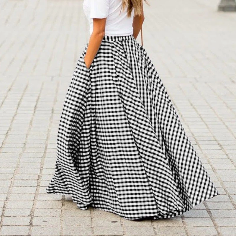 

Длинные юбки трапециевидной формы, женские винтажные элегантные мешковатые S-5XL, одежда в корейском стиле, клетчатая одежда Y2k Temper Faldas Largas, модная стильная одежда для подростков