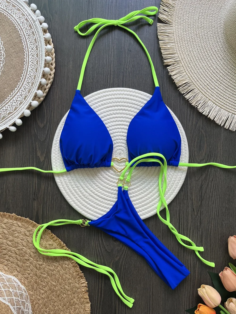 

Новый однотонный белый купальник-бикини для женщин, модный купальник с низкой талией и шнуровкой, комплект из двух частей