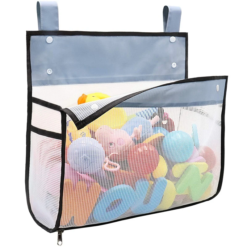 Organizador de brinquedos de banho com capacidade AB33-Greater, suporte de brinquedos de banheiro com abertura extra grande, saco de armazenamento de brinquedos para banheira com zíper inferior