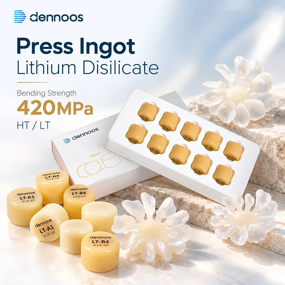 10PCS Dental Lithium Disilicate Press Ingots 420Mpa HT/LT Glass Ceramic Press Ingot Dental Lab Lithium Disilicate Veneer Crown