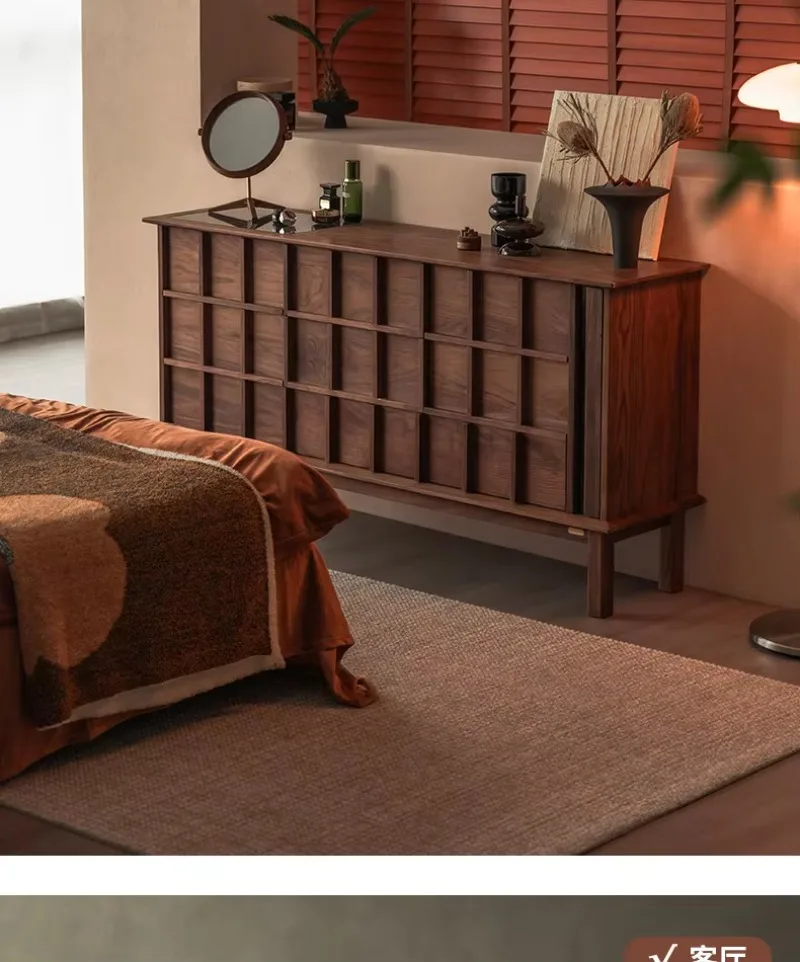 Solid Wood Bedroom Nine Chest Cabinet Large Capacity Multi Functional Bedside Drawer Cabinet Furniture