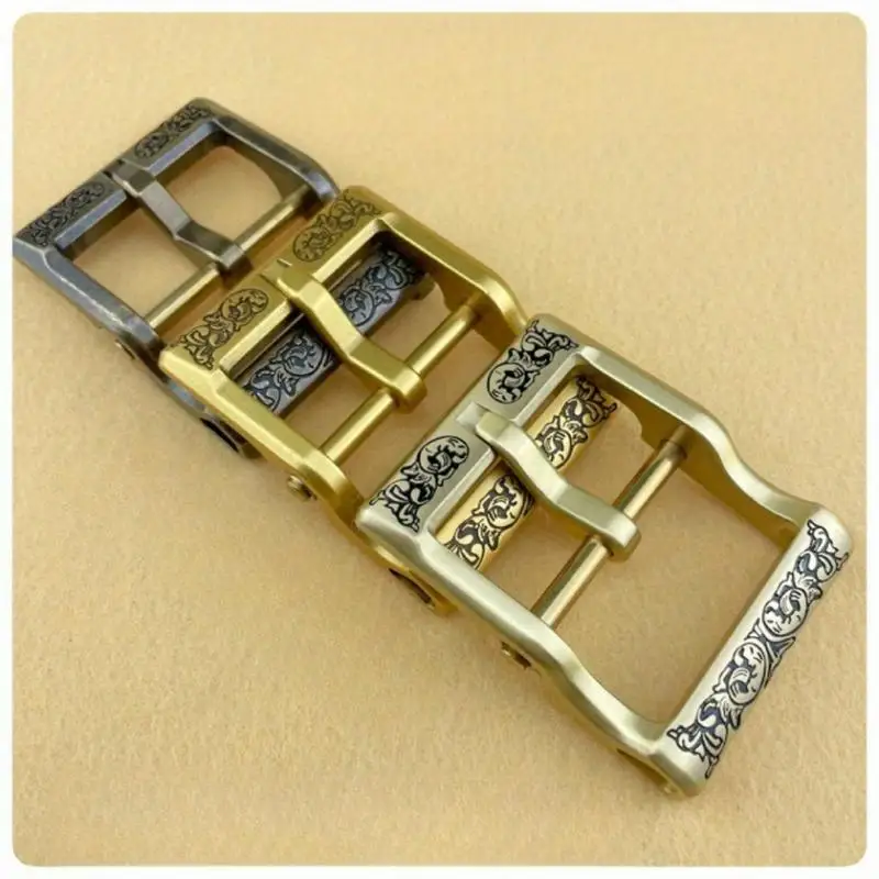 1Pc Luxury Carving Solid Brass Belt Buckle for Men 40mm Stainless Steel DIY Leather Craft Man Buckle