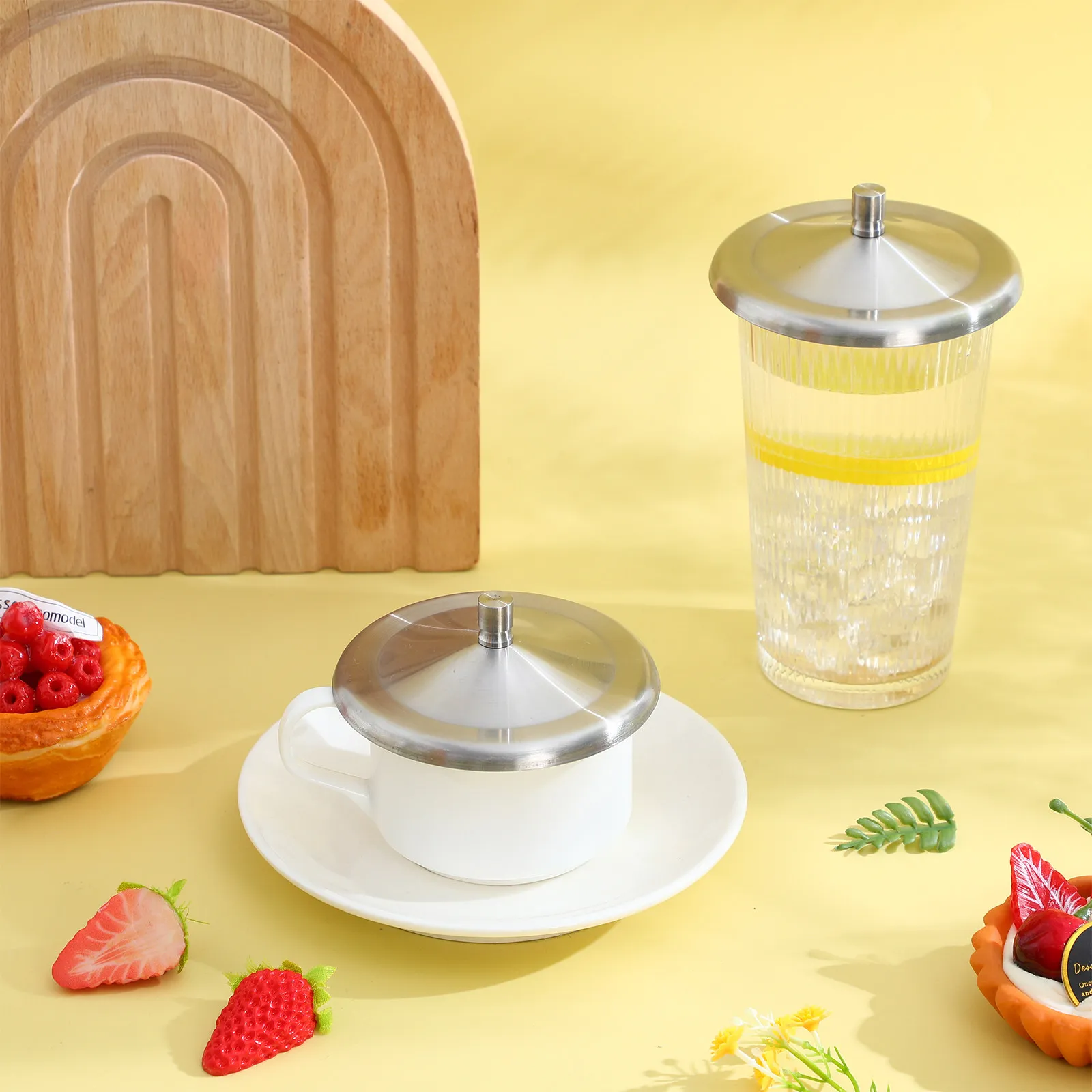 

Набор из 5 многоразовых крышек для кружек из нержавеющей стали, герметичные, для горячих и холодных напитков, сохраняющие температуру, для дома и кухни