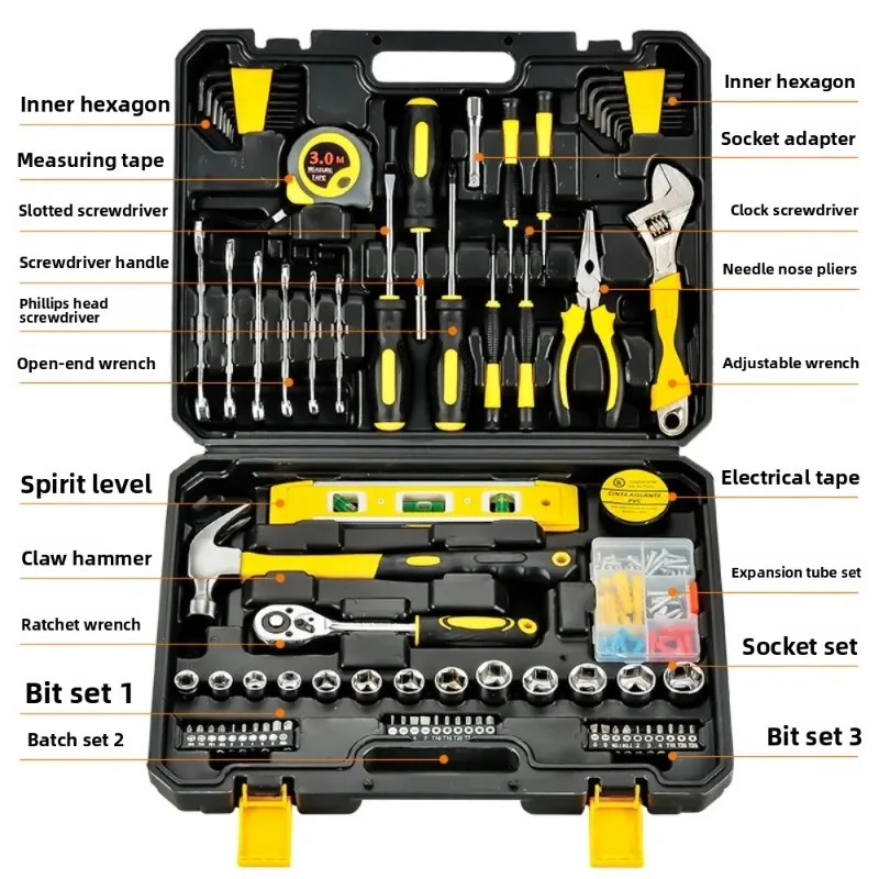 

2026 Best-seller 108Pcs Complete Hardware Tool Set Portable Toolbox Home Auto Repair Household Hand Tools