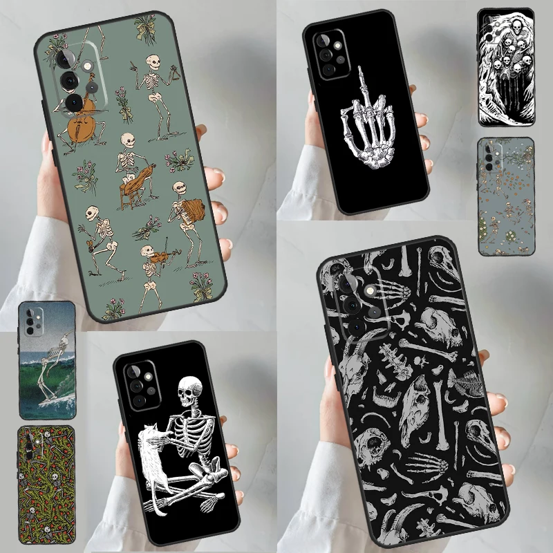 Bones Skeleton Funda For Samsung Galaxy A34 A54 A14 A24 A13 A23 A33 A53 A51 A71 A52S A12 A22 A32 A52 Case