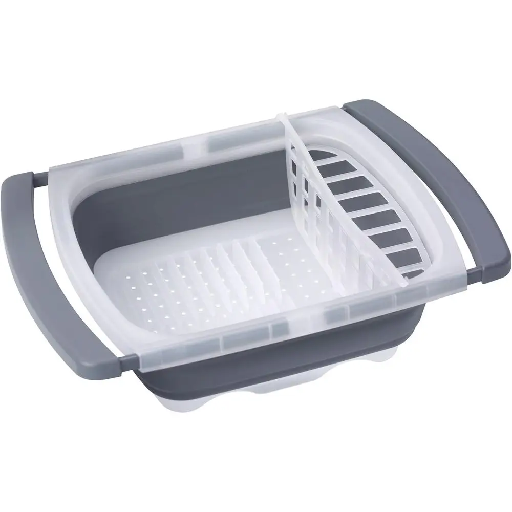 

Collapsible Dish Drainer - Space-Saving, Expandable Dish Rack or Drying Plates, Cups, and Kitchen Utensils, Extends rom 16.5" to