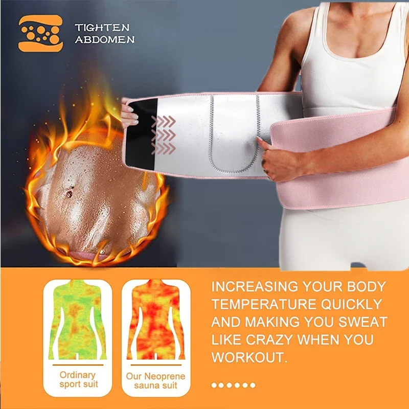 Guudia Waist Trainer Corsets Body Shaper Belt Heat Trapping Silver Lined Fat Burn Body Building Corsets Stylish Pink Gym Belt