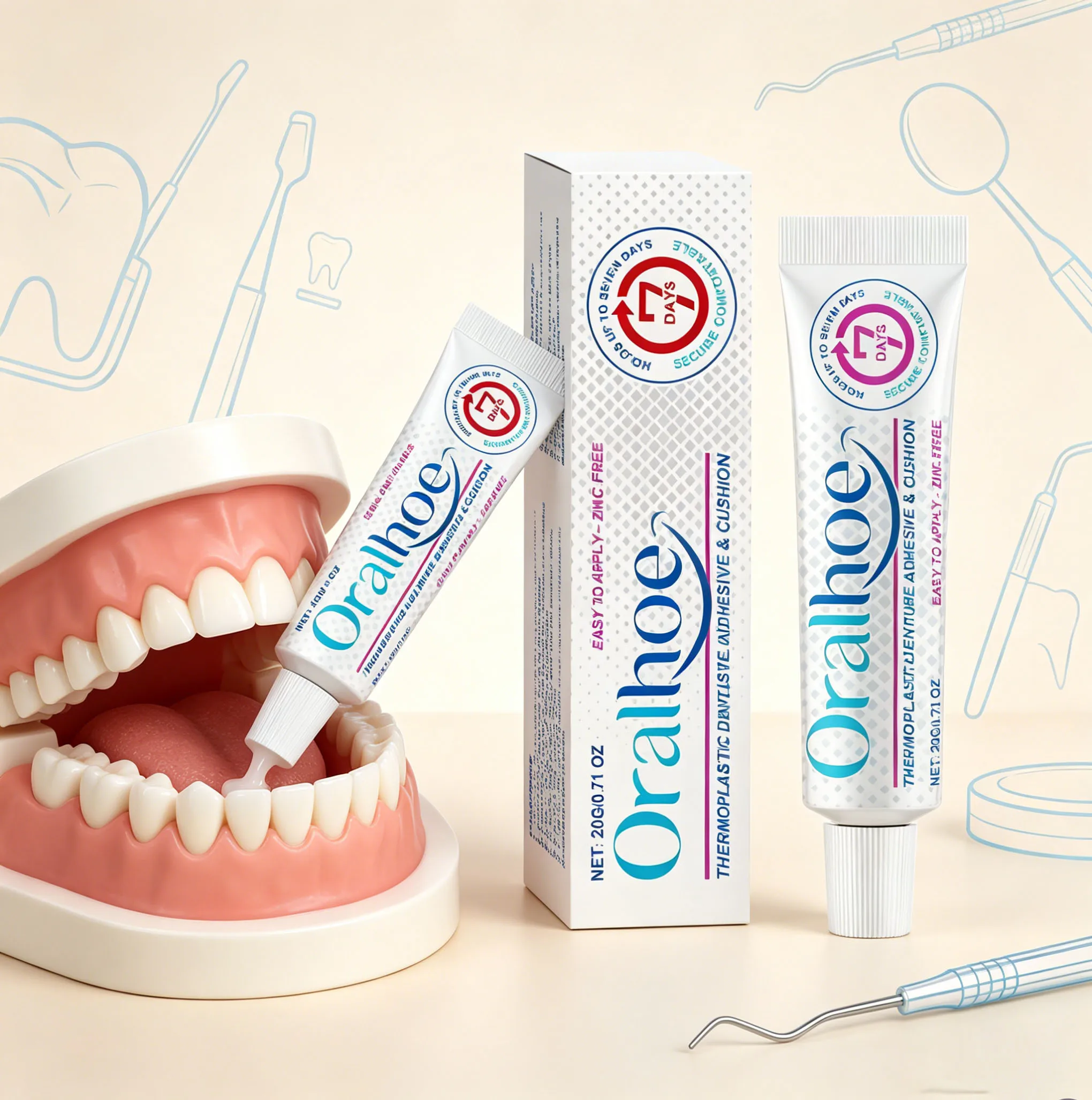 Thermoplastic Denture Adhesive Silicone Improves Comfort Stability Reduces Gum Pain Teeth Care Natural Dentures Fixes Adhesive