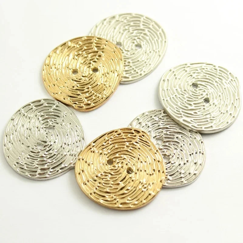 Irregular Shape Metal Buttons for Coat and Shirt, Vintage Jacket Button, Clothing Sewing Accessories, Shank Buttons, 35mm, 45mm,