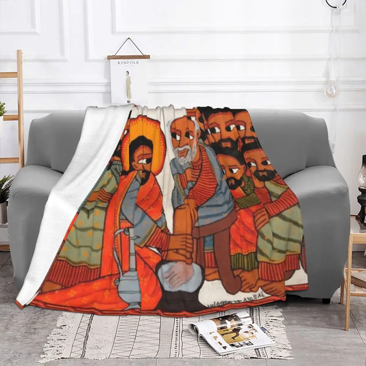 Ethiopian Painting Blanket Fleece All Season Worker Multifunction Lightweight Throw Blankets For Sofa Outdoor Bedding Throws