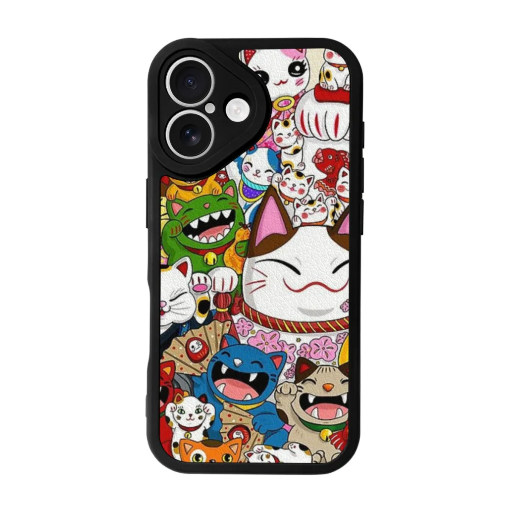 Maneki Neko (Lucky Cat) Collection Phone Case For iPhone 16 Pro Max Silicone Skin Case