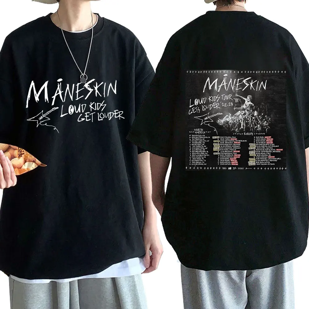 Maneskin Louds Kids Gets Louder Tour T-shirt grafica Italian Rock Band T-shirt oversize Uomo Donna T-shirt vintage a maniche corte