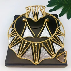 Italy 18k Gold Plated Jewelry Set For Women Classic Design Shiny Necklace Hoop Earrings Bangle And Ring Fashion 4PCS Set Jewelry