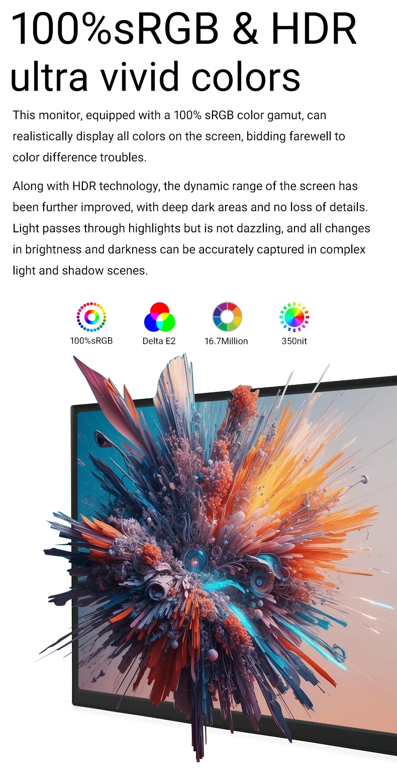 شاشة ZSUS مقاس 16 بوصة 2K محمولة 100% sRGB 1600P IPS شاشة عرض كمبيوتر ألعاب للسفر لمفتاح الكمبيوتر المحمول على سطح البخار PS4 PS5 Xbox