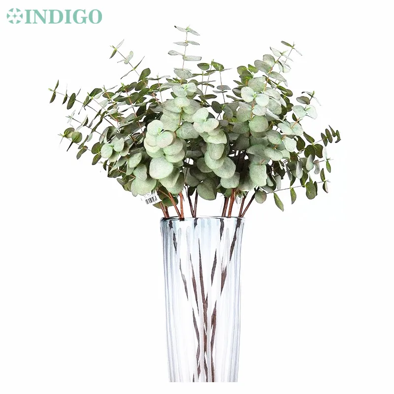 INDIGO-Eucalyptus Leaf Grass for Wall Decoration, Artificial Plant, Wedding Party, Silk Flower, Christmas Display, 80cm