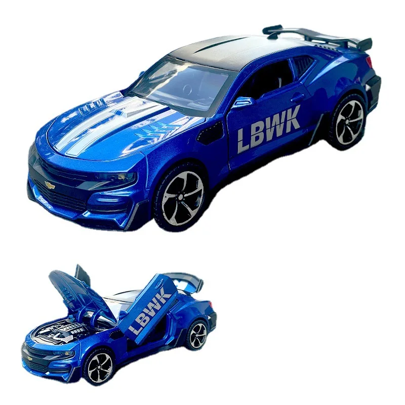 1:24 Bumblebee modello di auto in lega suono e luce tirare indietro spray modello di auto desktop ornamento collezione giocattolo regalo