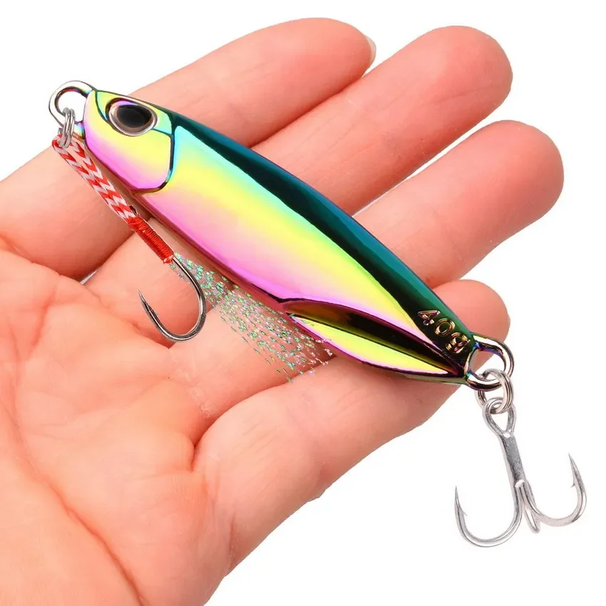 1pc 7g 10g 15g 20g 30g 40g Spoon Metal Jigs Colourful Fishing Lures with Hooks Electroplated Fishing Lures Bait Mackerel Bass