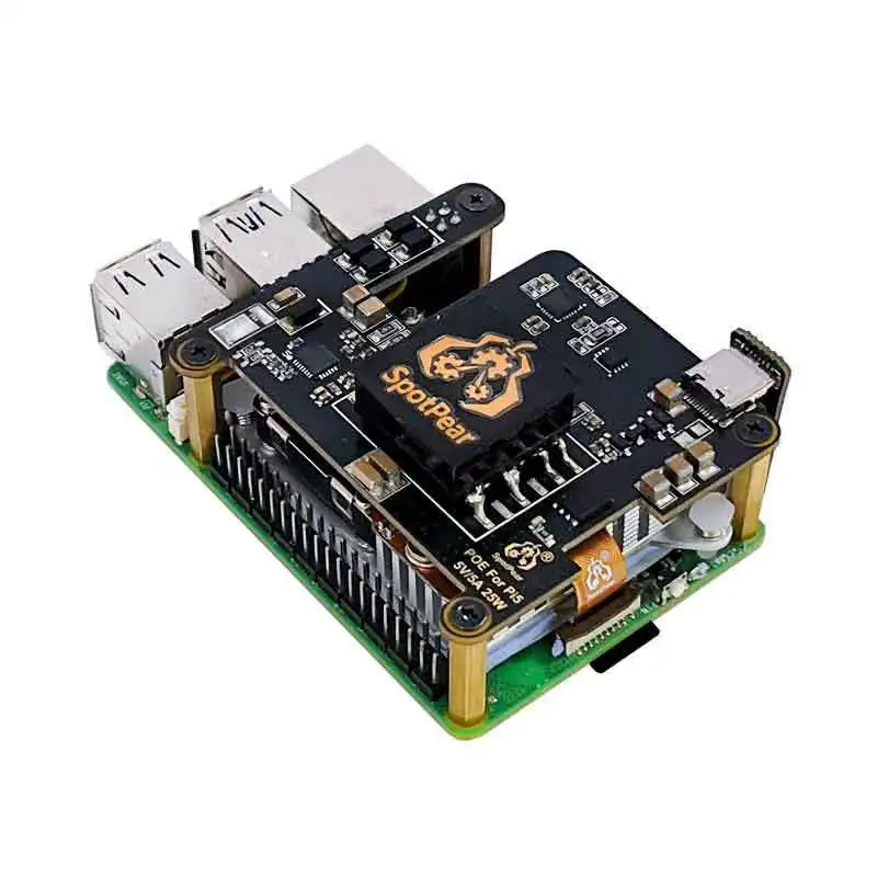 

For Raspberry Pi 5 POE HAT Expansion Board, PD Induction Type C Ethernet Power Over 802.3af/at Compatible