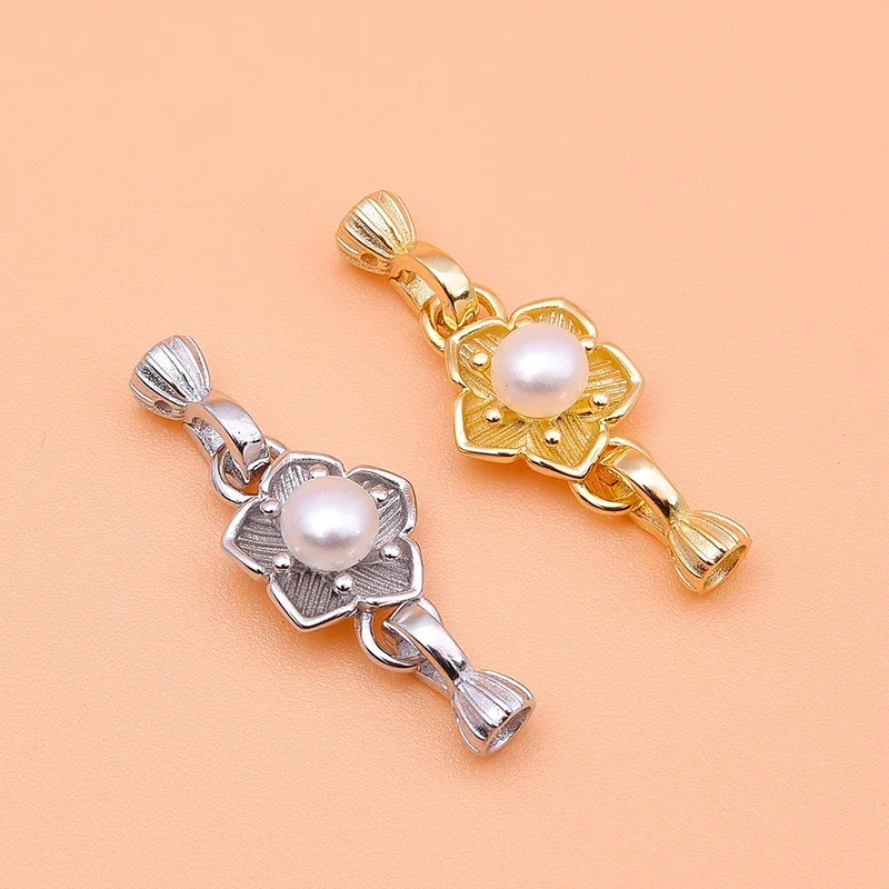 s925 Sterling Silver DIY Buckle Accessories Flower Pearl Buckle Bracelet Necklace Connecting buckle Handmade beaded material