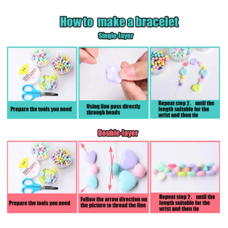 Handmade Beaded Toys Accessory Creative DIY Loose Spaced Beads Making Bracelets Necklaces Jewelry Kits Girls Toys Gifts