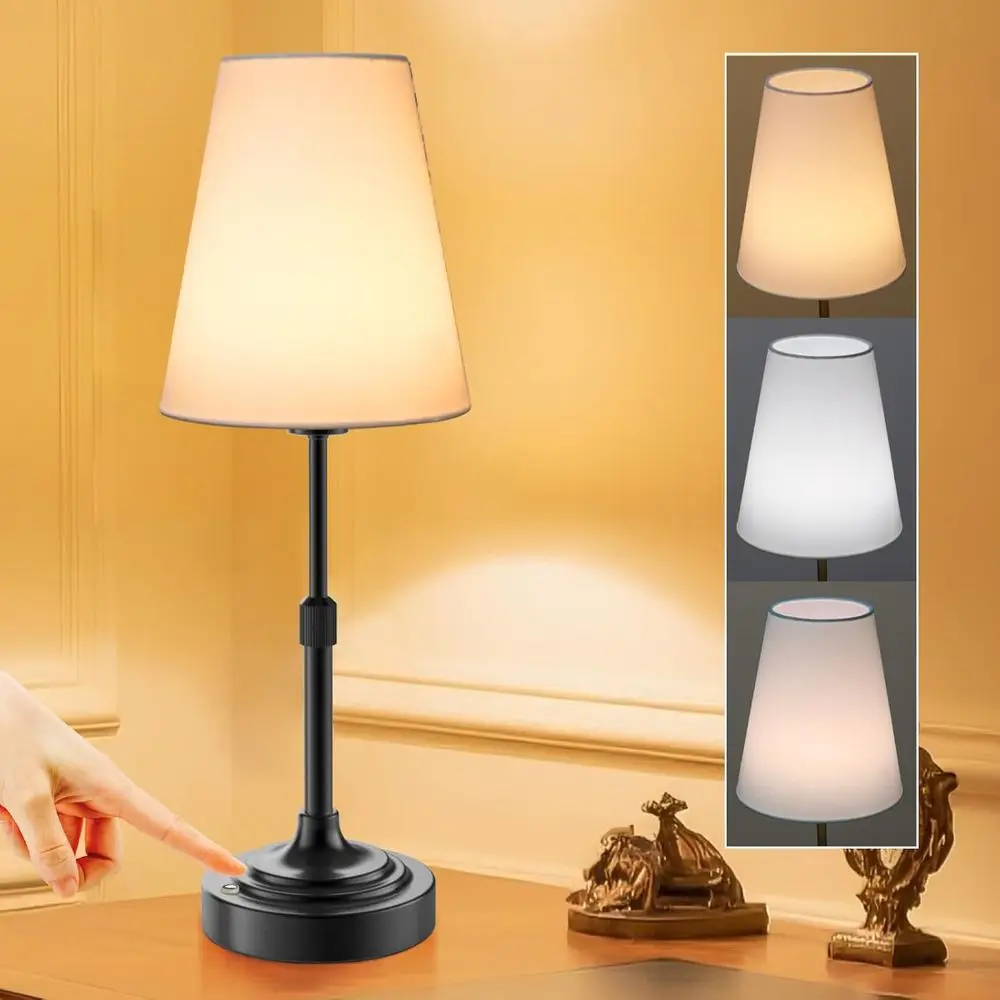 

Rechargeable LED Table Lamp with Adjustable Color Temp, Dimmable, Ideal for Home, Patio, and Commercial Spaces (Black)