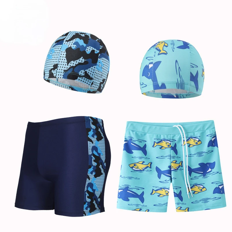 

Children's Swimming Pants, Split Hat, Swimming Hat Set, Cartoon Strap, Flat Angle, Boys' Swimming Pants