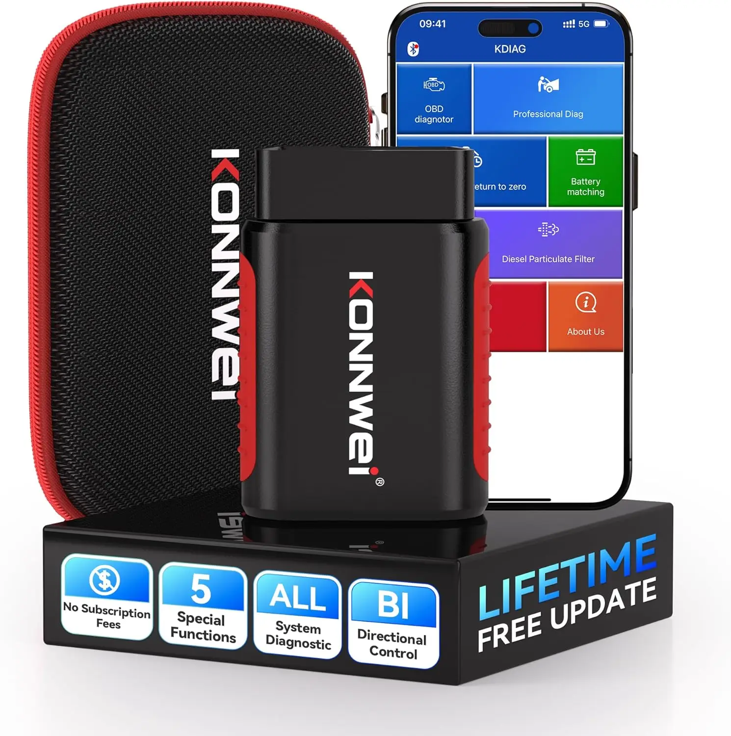 

OBD2 Scanner Bluetooth - Full System Diagnostic Tool with Bi-Directional Control, Reset Functions, TPMS Read, Compatible with 40