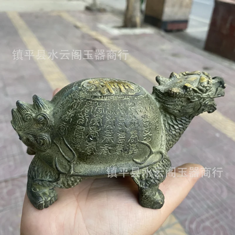 Copper Wanshou Turtle Dragon-Head Tortoise Master Office Home Study Tea Room Small Ornament Fujia World Bronze Turtle