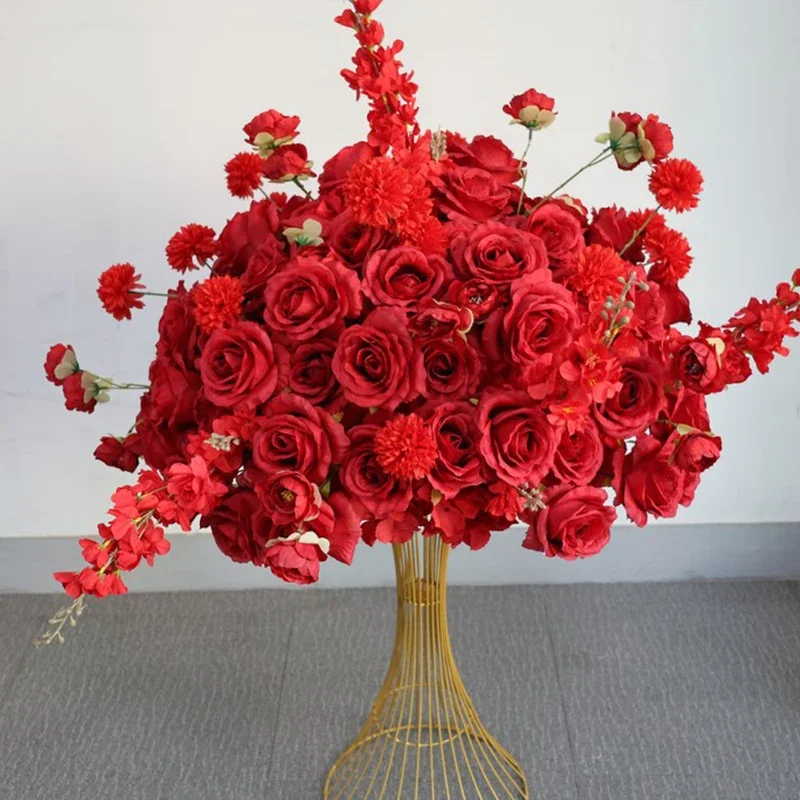 Künstliche rosa Rosen mit grünen Blättern, Deko-Blumenkugeln für Tischdekorationen, Hochzeitstisch-Accessoires, Bühnendekoration, florale Präsentation. – Detail 6
