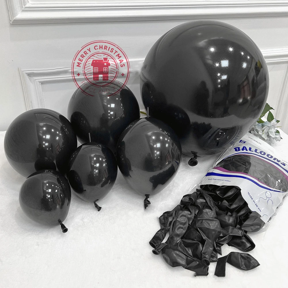 5-36inch Pure Black Balloon Latex Thickened Round Matte Balloons Birthday Party Wedding Halloween Christmas Decoration Ball