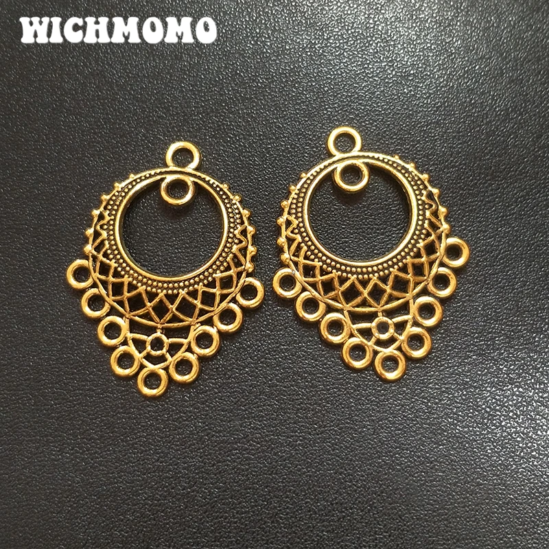 New 10pcs Hollow Out Zinc Alloy Gold Earrings Porous Connector Charms Pendant Linker for DIY Jewelry Accessories