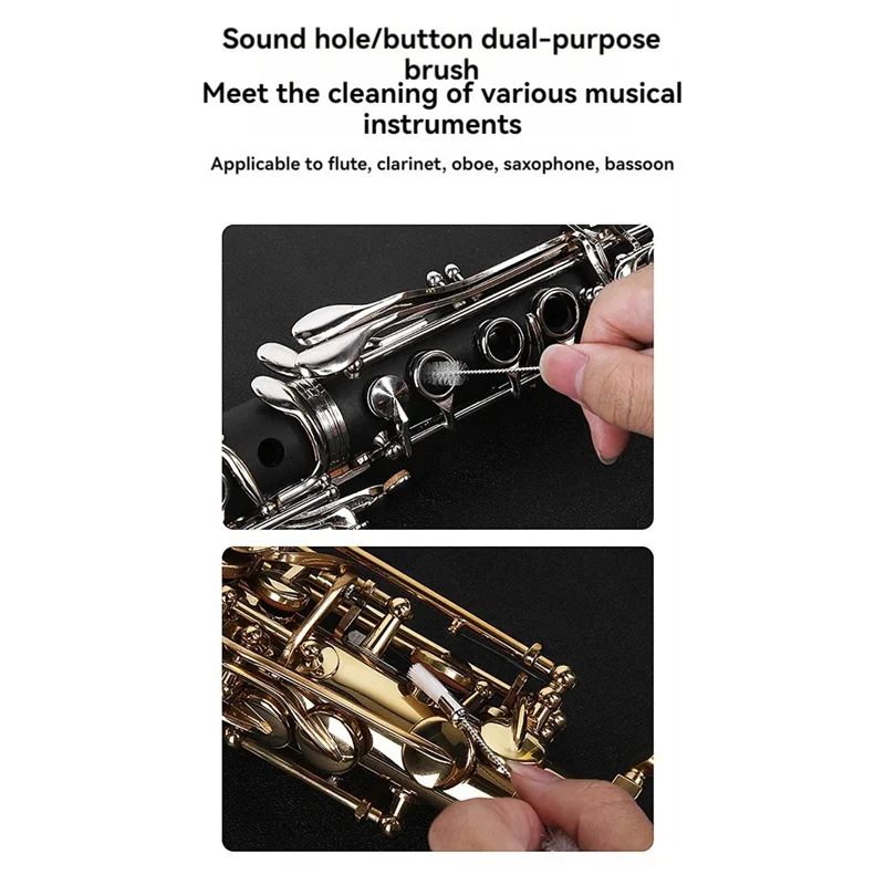 ABHS-Saxophone Mouthpiece Cleaning Brush Kit Oboe Dust Bristles Cleaner Brushes For Sax Flute Trumpet Clarinet