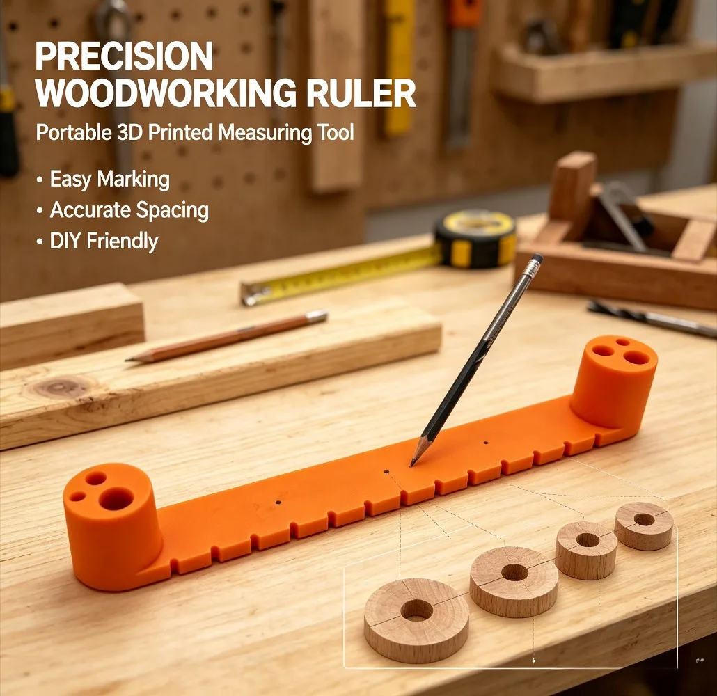 Woodworking Center Positioning Ruler Portable High Precision 3D Printed Multifunctional DIY Measurement Tool Kit Set Pro