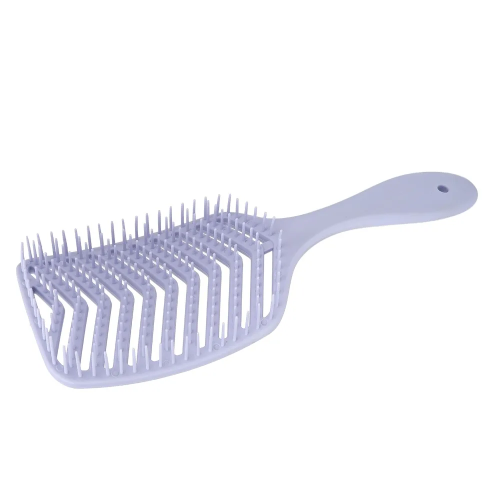Vent Design Curved Vent Hair Brush Professional Light Blue Vent Paddle Brush Ergonomic Wide Teeth Vent Massage Brush Salon Use