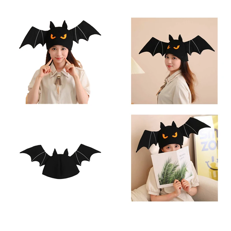 

Girl Bat Cosplay Plush Black Hat Men Animal Cartoon Headgear Prop Cap Halloween Carnival Party Costume Accessories Gifts