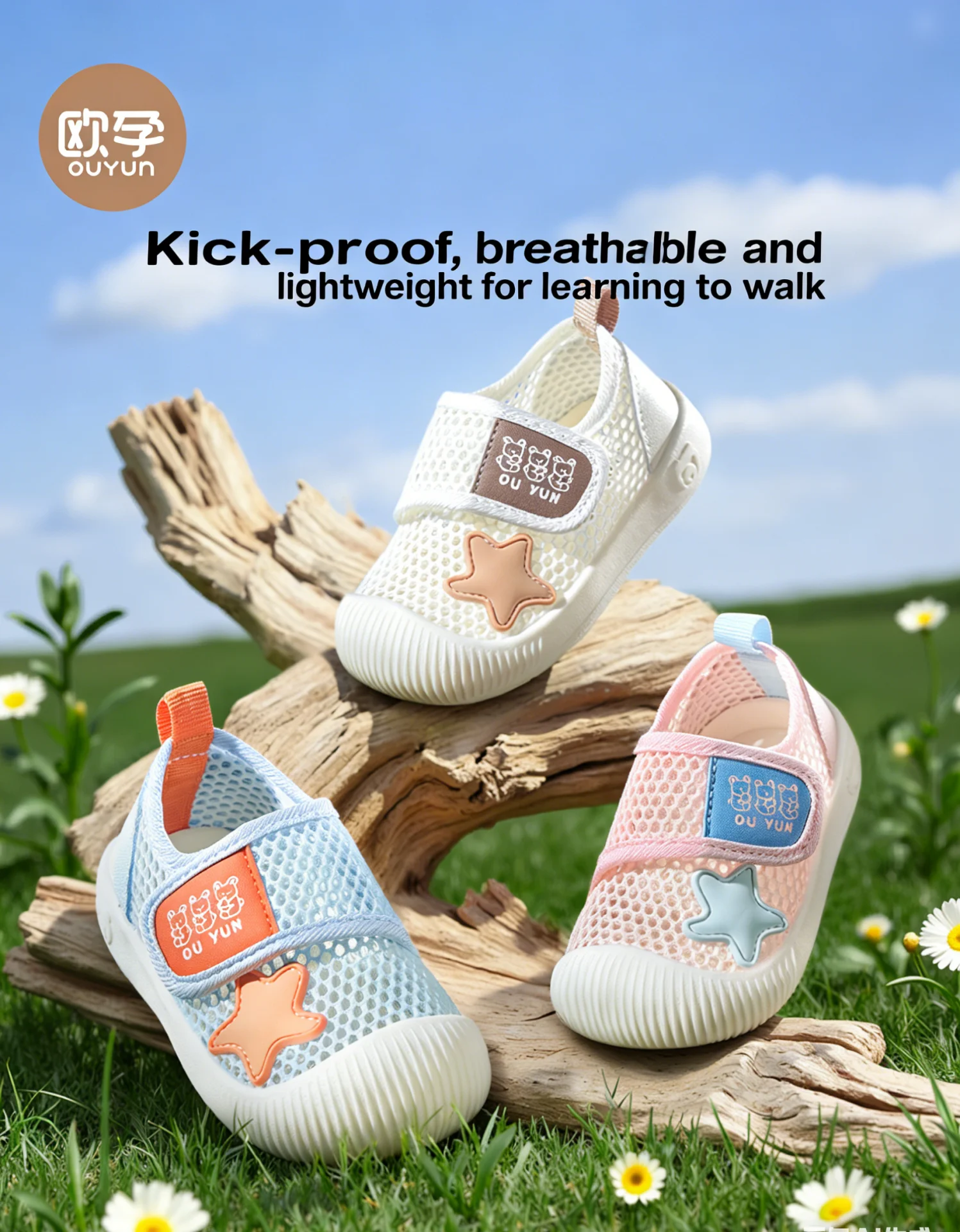 

OUYUN Baby Walker Shoes Soft Bottom Infant Autumn Shoes for 1-3 Years Old Boys And Girls Anti-slip Breathable Mesh Function Shoe