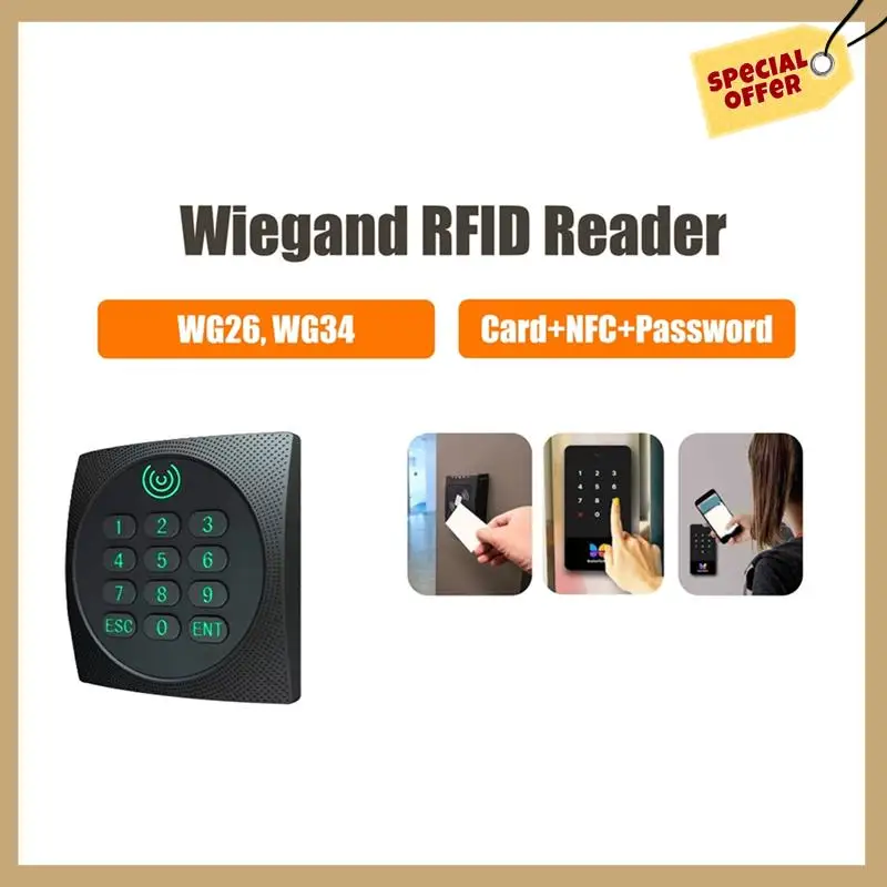 

Стабильная производительность-KR602M Wiegand 34/26-битный RFID-считыватель 13,56 МГц Mi Reader для контроля доступа поддерживает карту NFC с паролем Ke