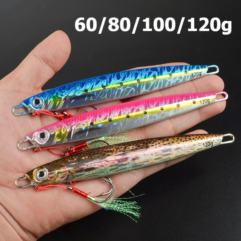 3D 메탈 지그 60g 80g 100g 120g 150g 200g 바다 생물 모방 물고기 철판 미끼 워블러 낚시 루어 인조 바다 보트 낚시