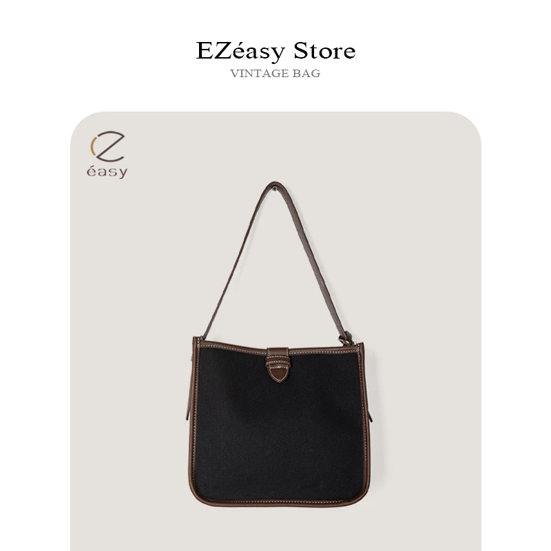 Ezeasy Licht Luxe Niche Designer Mini Schouder Oksel Grote Capaciteit Vintage Canvas Handtas Composiet Tassen Voor Vrouwen