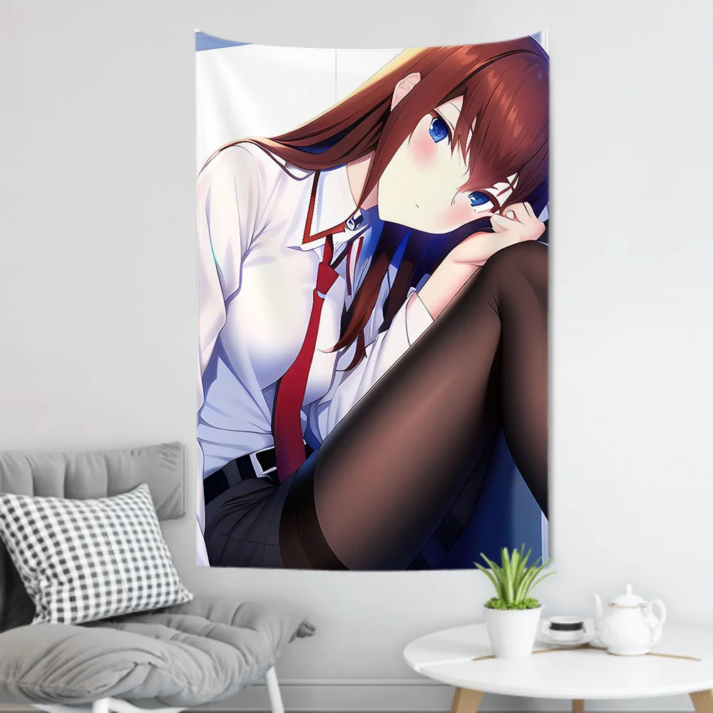 

Makise Kurisu S-Steins G-Gate Animation Tapestry Room Decor Wall Cloth Party Hanging Background Room Decor Baby Room