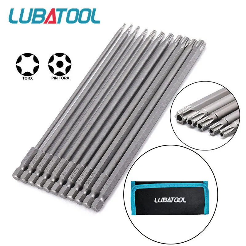 8/11Pcs S2 Torx Screwdriver Bit Set With Bag 1/4'' Shank Hex Wind Drill Head 100mm 150mm Screw Wrench Magnetic Star Hand Tool