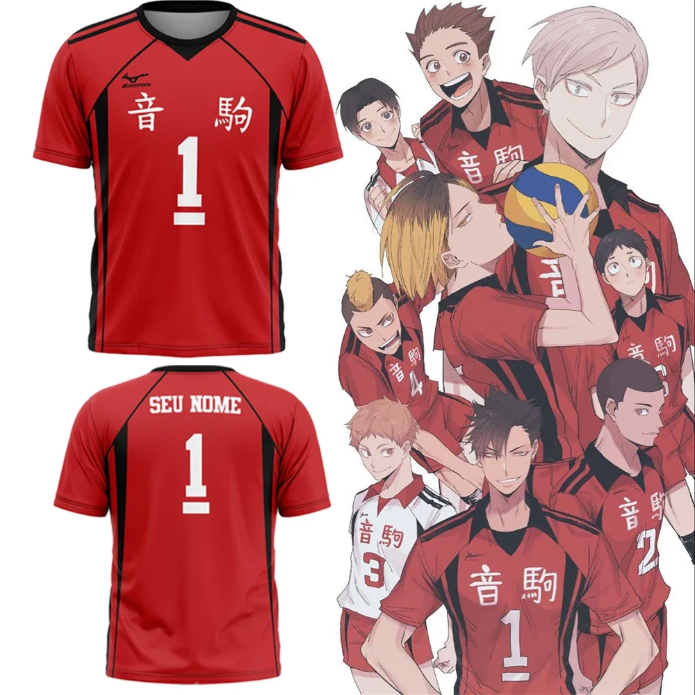 Camiseta de Anime japonés Haikyuu para hombres y mujeres, camiseta Nekoma de escuela secundaria Kuroo Tetsurou Kozume Kenma, Cosplay, deportes callejeros de gran tamaño