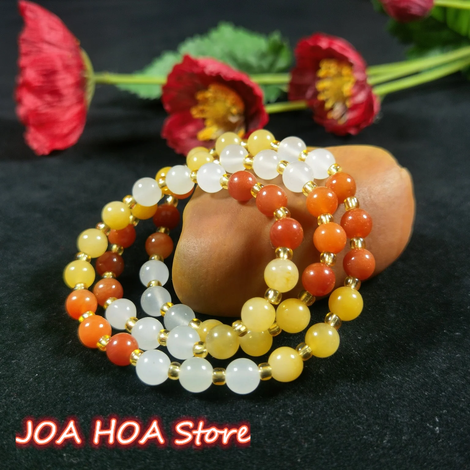 Fine Natural Gold Silk Jade Red Yellow White  Multi-circle String Bracelet Selected Round Beads Bangle Jewelry