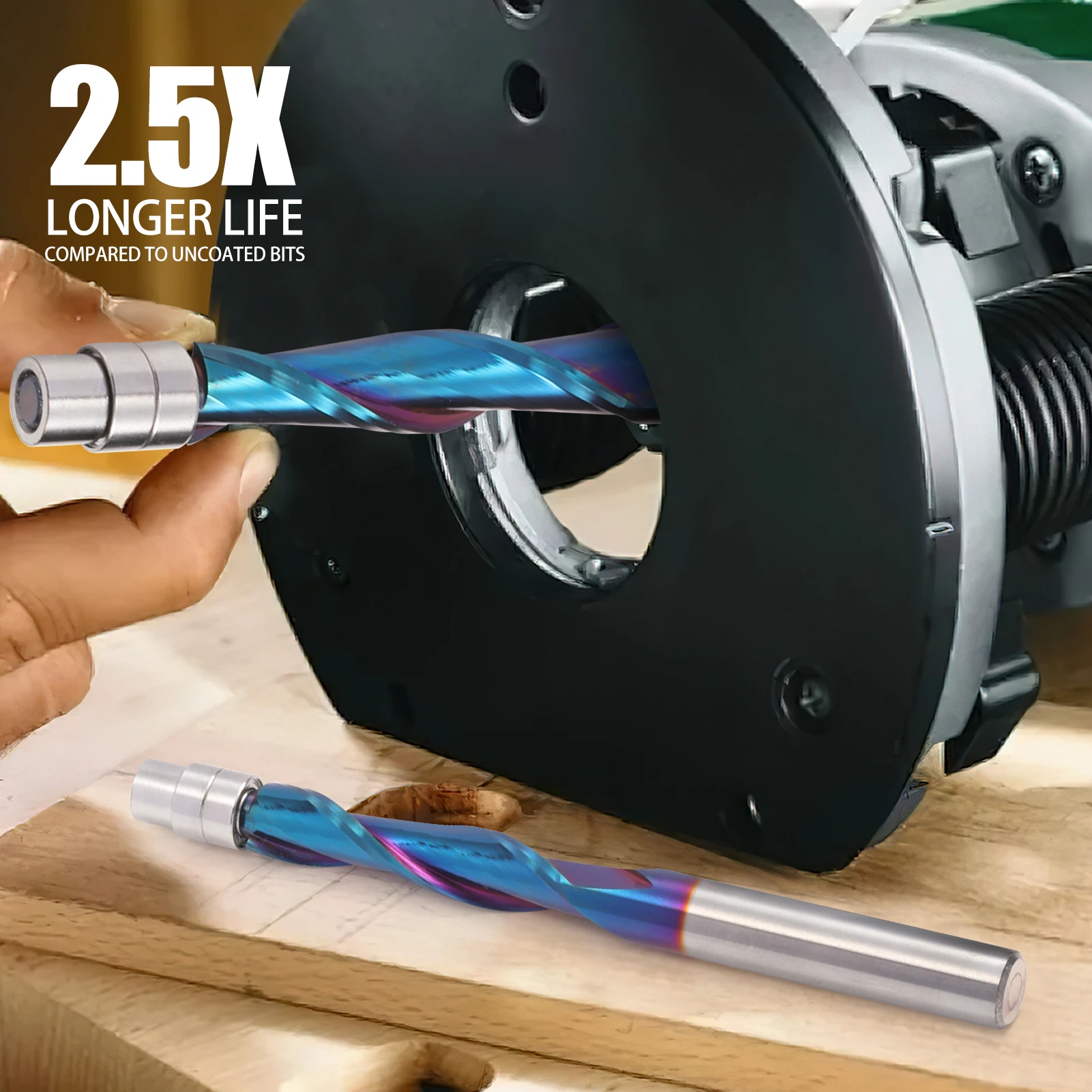 HOZLY 1pcs 6.35mm Wood Trimming Router Bits UP Cut Down Cut Compression Spiral Milling Cutter for Wood CNC Bearing Trim Tool