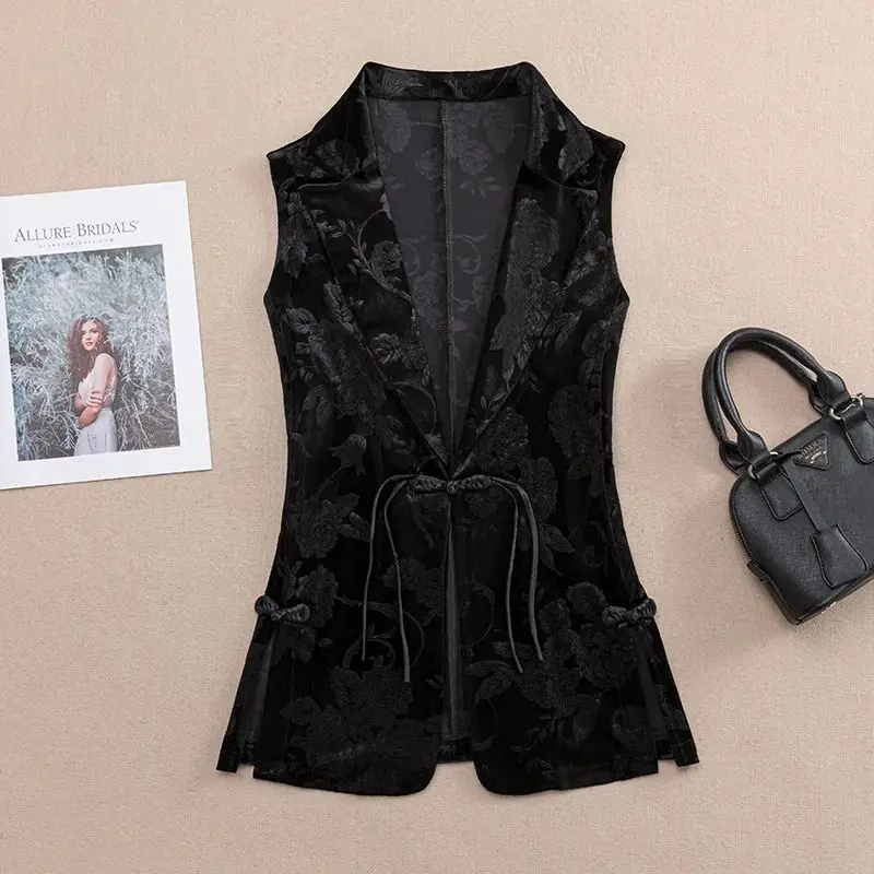 

Women Chinese Style Warm Vest Coat Middle Aged Cotton Fillings Thick Winter Jackect Mother Fashion Vintage Vest Versatile TS634